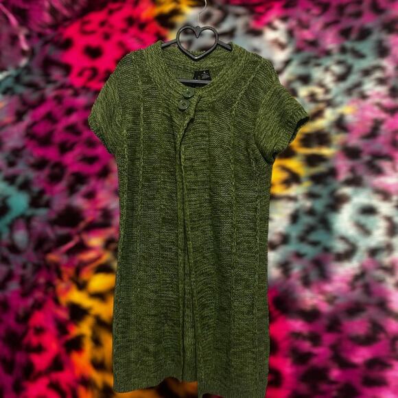 Y2k green knit cardigan - Picture 1 of 8